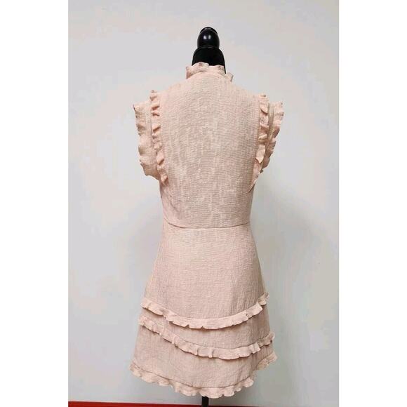 Sandro Women's Girly Ruffle-Trimmed Mini Dress Rose Pink Size 3 Pre-owned - Picture 5 of 16